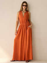 Cotton & Linen Halter Maxi Dress