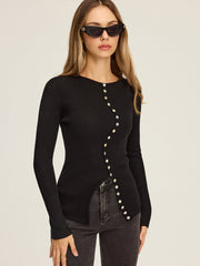 Asymmetric Button-Down Cardigan