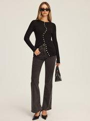 Asymmetric Button-Down Cardigan