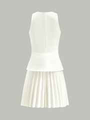 Sleeveless Buttoned Vest-Style Pleated Dress