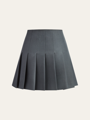 Metal Detail Pleated Mini Skirt
