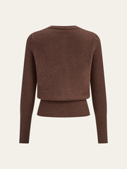 Crew Neck Button-Front Knit Cardigan