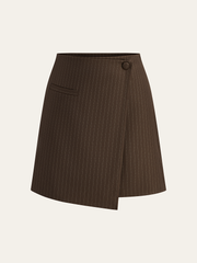 Pinstripe Wrap Mini Skirt