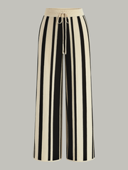 Striped Knit High-Waist Pants