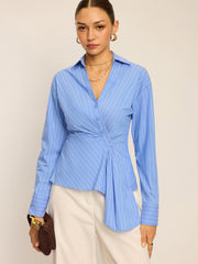 Striped Asymmetric Long Sleeve Shirt