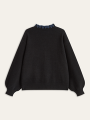 Denim Fringe Trim Cardigan