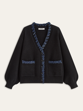 Denim Fringe Trim Cardigan