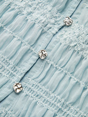 Ruched Ruffle Trim Blouse