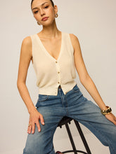 V-Neck Button Knitted Tank Top