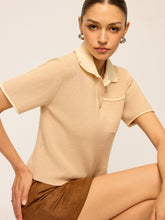 Contrast Collar Knit Polo Top