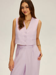 Sleeveless Crop Vest and Wide-Leg Pants Set