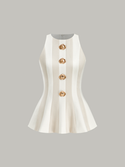 Striped Sleeveless Peplum Top