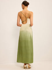 Gradient Asymmetrical Strap Maxi Dress