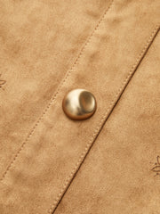 Print Suede Effect Button Mini Skirt