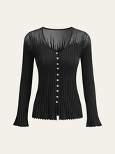 Mesh Panel Ribbed Knit Top