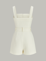 Textured Zipper Jumpsuit With Belt