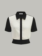 Color-Block Button-Front Blouse