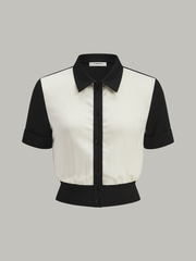 Color-Block Button-Front Blouse