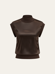Mock Neck Cap Sleeve Top