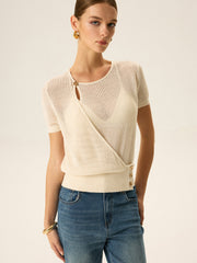 Asymmetric Button Knit Top