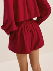 Mid-Waist Puff Shorts