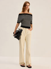 Striped Off-Shoulder Knit Top