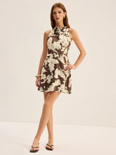 Blurry Print Cowl Neck Mini Dress