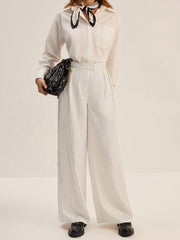Pinstripe Wide-Leg Pants