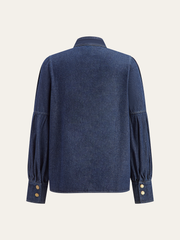 Tie Neck Denim Shirt