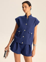 Cap Sleeve Collared Vest