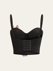 Semi-Sheer 3D Flower Embroidered Corset Top