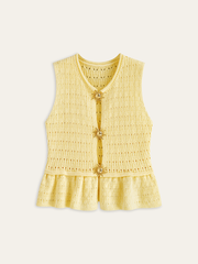 Metal Detail Knitted Peplum Vest
