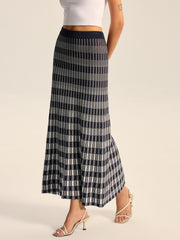 Checkered Knit Maxi Skirt