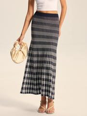 Checkered Knit Maxi Skirt