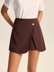 Mid Waist Asymmetric Wrap Shorts
