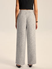 Textured Tweed Wide-Leg Pants