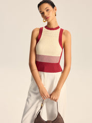 Color-Block Ribbed Knit Tank Top