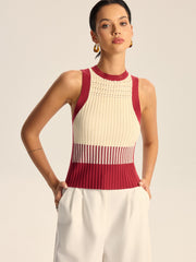 Color-Block Ribbed Knit Tank Top