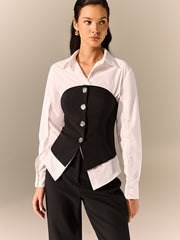 Button Corset and Long-Sleeve Shirt Set