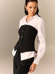 Button Corset and Long-Sleeve Shirt Set