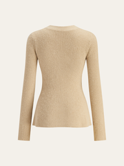 V-Neck Button Ribbed Cardigan