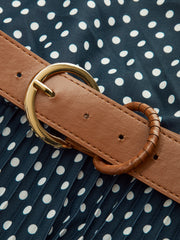 Polka Dot Halter Neck Belted Midi Dress