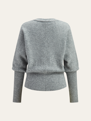 Metal Button Wool Blend Cardigan