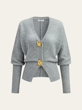 Metal Button Wool Blend Cardigan