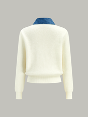 Denim Trim Button Knit Cardigan