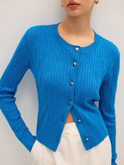 Cable Knit Wool Blend Cardigan