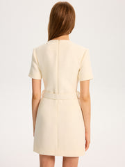 Metal Detail Belted Mini Dress