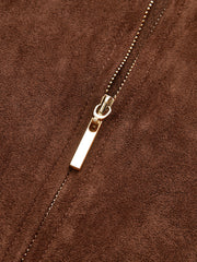 Suede Effect Back Zip Ruched Short-Sleeve Top