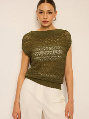 Crochet Knit Off-Shoulder Top