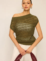 Crochet Knit Off-Shoulder Top